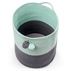 Babyhug Braided Cotton Laundry Bag  - Grey Sea Green