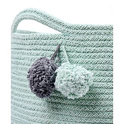 Babyhug Braided Cotton Laundry Bag  - Grey Sea Green