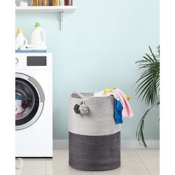 Babyhug Braided Cotton Laundry Bag  - Grey