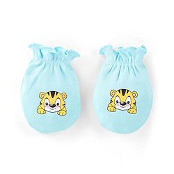 Babyhug 100% Cotton Mittens & Booties Tiger Print - Blue