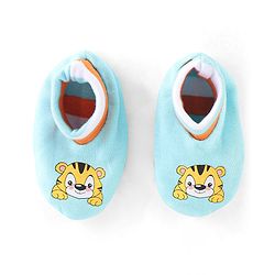 Babyhug 100% Cotton Mittens & Booties Tiger Print - Blue