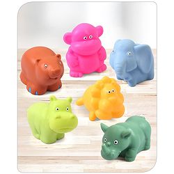 Babyhug Bath Squeeze Toys Jungle Animals Pack of 6 - Multicolour