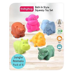 Babyhug Bath Squeeze Toys Jungle Animals Pack of 6 - Multicolour