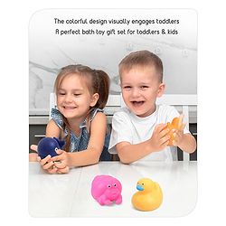 Babyhug Ocean-Animals Bath Squeeze Toys -Pack of 6 | Aquatic Adventure Set With Whale, Duck, Penguin, Fish Characters | Sensory, Fine-Motor Skill Development | Multicolour | BIS Certified
