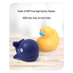 Babyhug Ocean-Animals Bath Squeeze Toys -Pack of 6 | Aquatic Adventure Set With Whale, Duck, Penguin, Fish Characters | Sensory, Fine-Motor Skill Development | Multicolour | BIS Certified