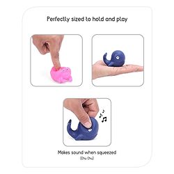 Babyhug Ocean-Animals Bath Squeeze Toys -Pack of 6 | Aquatic Adventure Set With Whale, Duck, Penguin, Fish Characters | Sensory, Fine-Motor Skill Development | Multicolour | BIS Certified