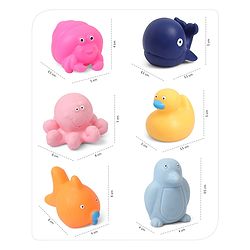 Babyhug Ocean-Animals Bath Squeeze Toys -Pack of 6 | Aquatic Adventure Set With Whale, Duck, Penguin, Fish Characters | Sensory, Fine-Motor Skill Development | Multicolour | BIS Certified