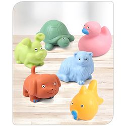 Babyhug Bath Squeeze Toys Pet Animals Pack of 6 - Multicolour