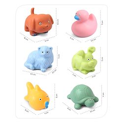 Babyhug Bath Squeeze Toys Pet Animals Pack of 6 - Multicolour