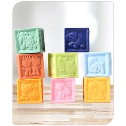 Babyhug Bath In Style Squeeze Building Blocks Set Pack of 8 - Multicolour