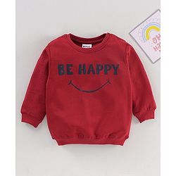 Babyhug Full Sleeves Sweatshirt Text Print - Maroon
