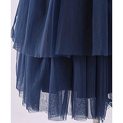 Babyhug Sleeveless Party Wear Frock With 3D Floral Applique - Navy