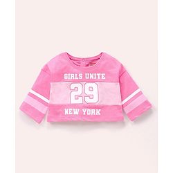 Babyhug Three Fourth Sleeves Crop Top With Inner Tee Placement Print - Pink