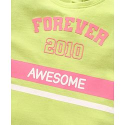 Babyhug 100% Cotton Full Sleeves T-Shirt Text Graphics Pack of 2 - Lime & Off White