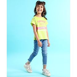 Babyhug 100% Cotton Full Sleeves T-Shirt Text Graphics Pack of 2 - Lime & Off White