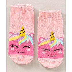 Cute Walk by Babyhug Ankle Length Antibacterial Socks Pack Of 5  Striped & Unicorn Design - Multicolour