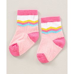 Cute Walk by Babyhug Ankle Length Antibacterial Socks Pack Of 5  Striped & Unicorn Design - Multicolour