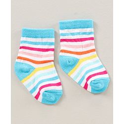 Cute Walk by Babyhug Ankle Length Antibacterial Socks Pack Of 5  Striped & Unicorn Design - Multicolour