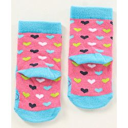 Cute Walk by Babyhug Ankle Length Antibacterial Socks Pack Of 5 Hearts Design  - Multicolour