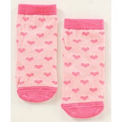 Cute Walk by Babyhug Ankle Length Antibacterial Socks Pack Of 5 Hearts Design  - Multicolour