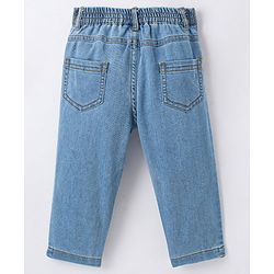 Babyhug 100% Rayon Full Length Embroidered Top with Denim Jeans- Pink & Blue