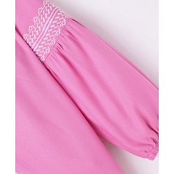 Babyhug 100% Rayon Full Length Embroidered Top with Denim Jeans- Pink & Blue