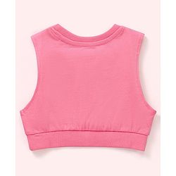 Babyhug Sleeveless Crop Top with Inner Tee Floral and Text Print - Pink White