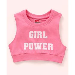 Babyhug Sleeveless Crop Top with Inner Tee Floral and Text Print - Pink White