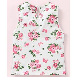 Babyhug Sleeveless Crop Top with Inner Tee Floral and Text Print - Pink White