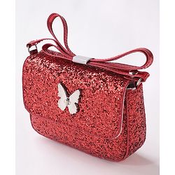 Babyhug Free Size Sling Bag  With Sequin Detailing & Butterfly Applique- Red