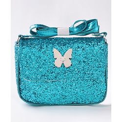 Babyhug Free Size Sling Bag  With Sequin Detailing & Butterfly Applique- Blue