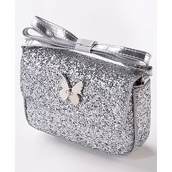 Babyhug Free Size Sling Bag  With Sequin Detailing & Butterfly Applique- Silver