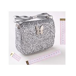 Babyhug Free Size Sling Bag  With Sequin Detailing & Butterfly Applique- Silver