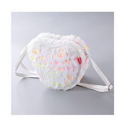 Babyhug Free Size Sling Bag With Fur Detailing & Hearts Print- White