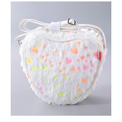 Babyhug Free Size Sling Bag With Fur Detailing & Hearts Print- White