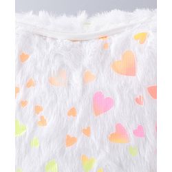 Babyhug Free Size Sling Bag With Fur Detailing & Hearts Print- White