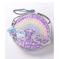 Babyhug Free Size Sling Bag With Sequin Detailing Rainbow & Cloud Patch- Purple