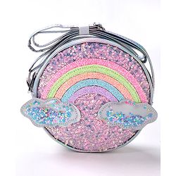 Babyhug Free Size Sling Bag With Sequin Detailing Rainbow & Cloud Patch- Purple