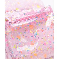 Babyhug Free Size Fashion Fur Backpack Hearts Print- Pink