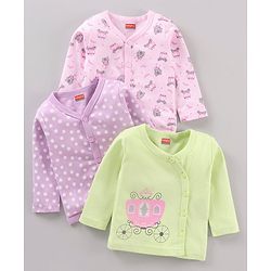 Babyhug 100% Cotton Vests Polka Dot Pack of 3 - Multicolour
