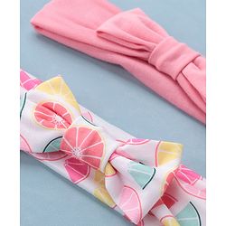 Babyhug Free Size Headbands Floral Print with Bow Applique Pack of 2 - Pink & White