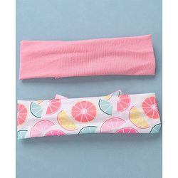 Babyhug Free Size Headbands Floral Print with Bow Applique Pack of 2 - Pink & White