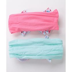 Babyhug Free Size Headbands with Bow Applique Floral Print Pack of 2 - Pink & Blue