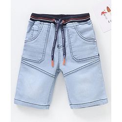 Babyhug Knee Length Washed Denim Jamaican Shorts - Blue