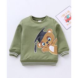 Babyhug Winter Wear Full Sleeves T-shirt With Placement Print - Green