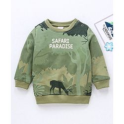 Babyhug Cotton Knit Full Sleeves Winter Wear T-Shirt Text Print - Green