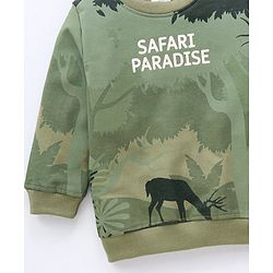 Babyhug Cotton Knit Full Sleeves Winter Wear T-Shirt Text Print - Green