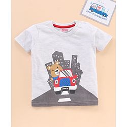 Babyhug Cotton Half Sleeves T-Shirt Bear Print - Melange