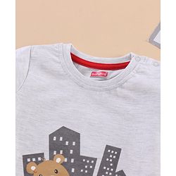 Babyhug Cotton Half Sleeves T-Shirt Bear Print - Melange