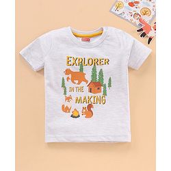Babyhug Cotton Half Sleeves T-Shirt Multiprint - White